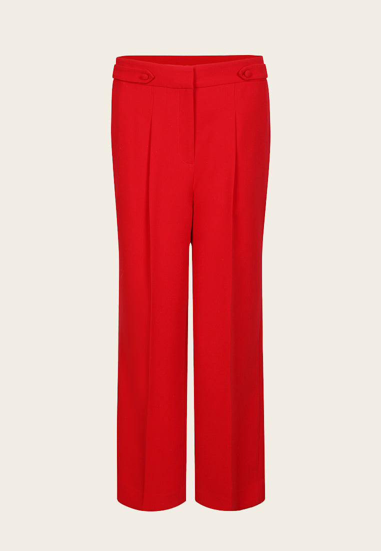 Annette Red Straight-leg Pants - MOISELLE