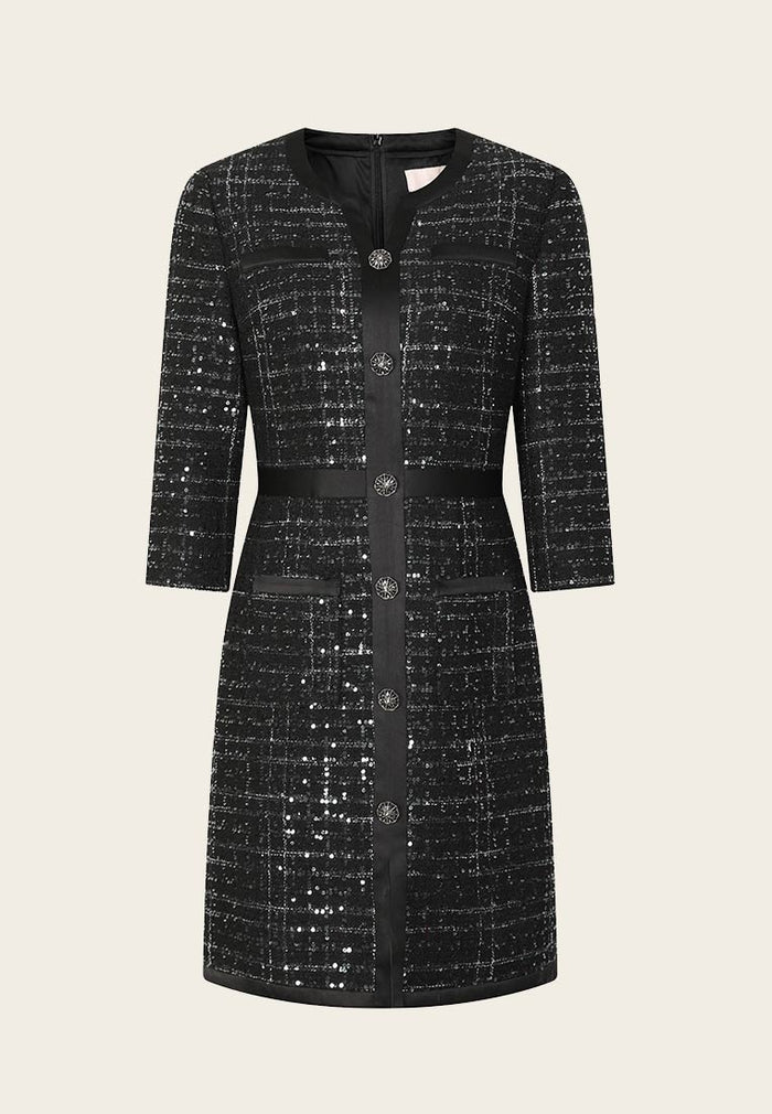 Angele Sequin-embroidered Tweed Dress - MOISELLE