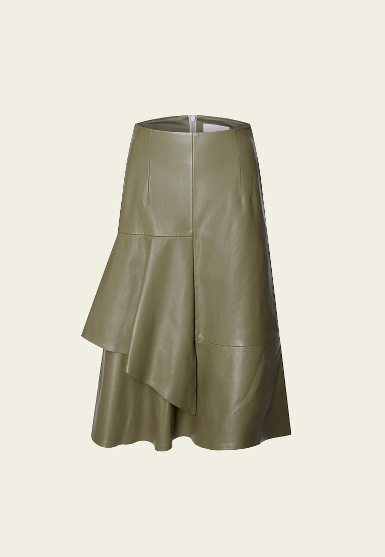 Fishtail Detailing Vegan Leather Skirt - MOISELLE