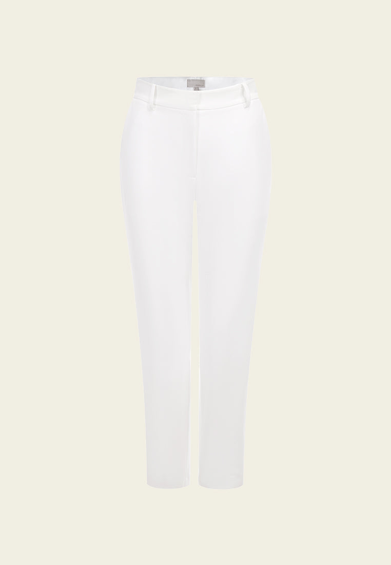 White Straight-leg Crepe Pants