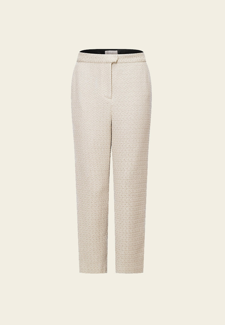 Cream Tweed And Cloth Trousers - MOISELLE