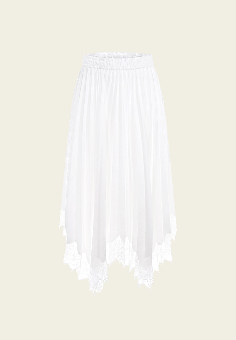 White Asymmetric Satin A Line Skirt