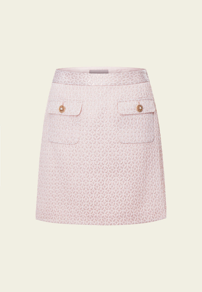 Pink Jacquard Mini Skirt
