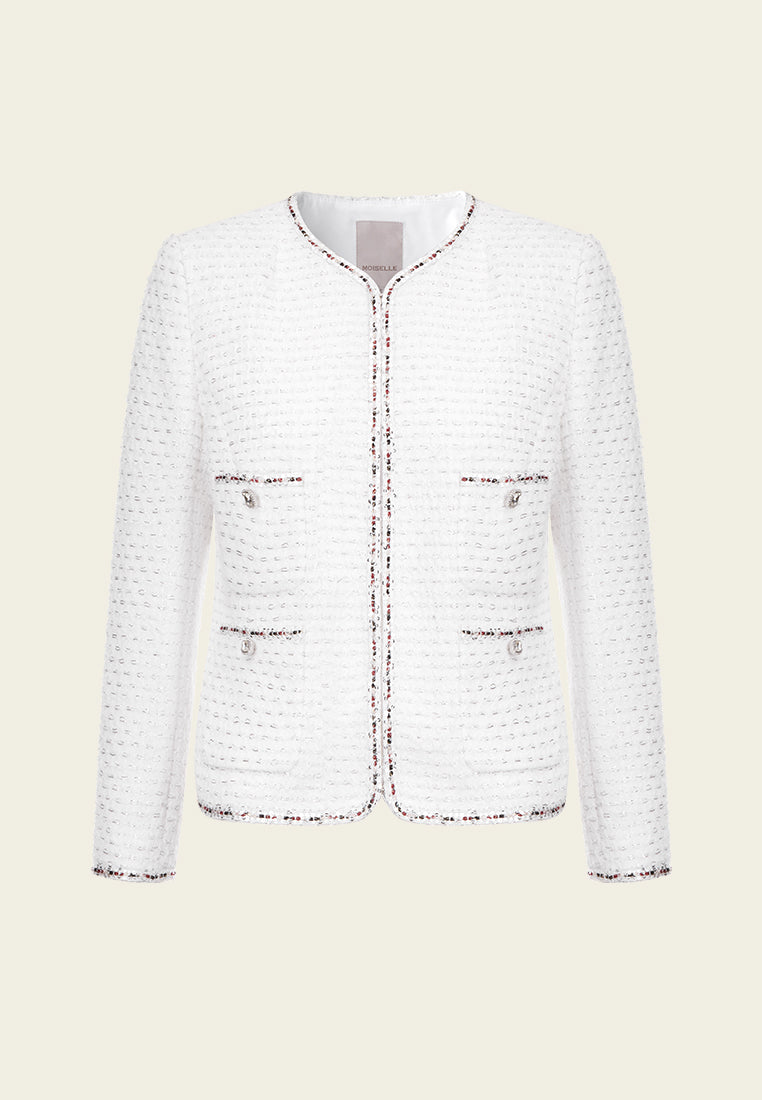 White Lurex Lightweight Tweed Jacket