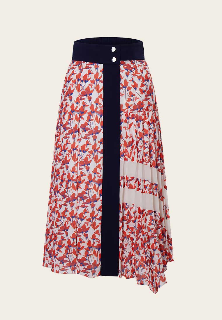 Floral Pattern Pleated Skirt - MOISELLE
