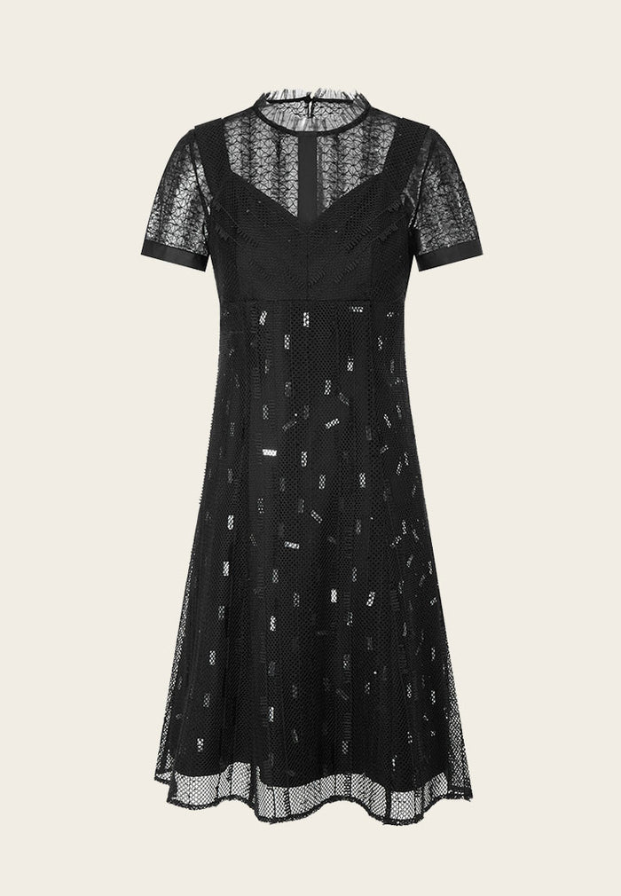 Black Lace Two-piece Cocktail Dress - MOISELLE