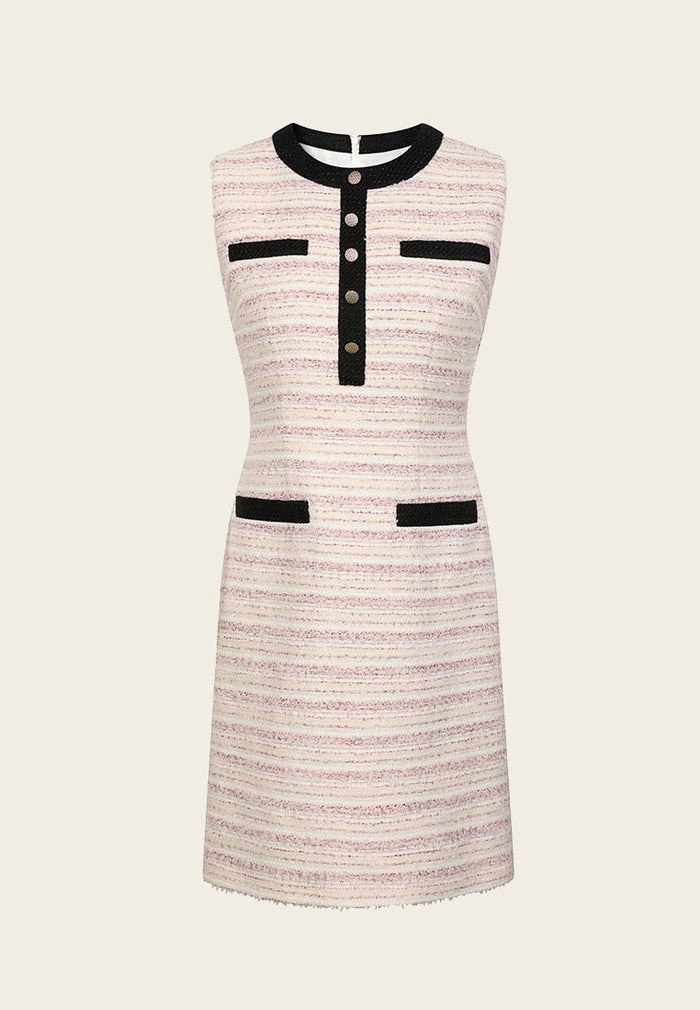 Striped Pockets Sleeveless Dress - MOISELLE