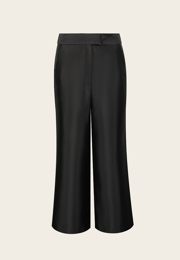Black Ankle-length Wide Leg Pants - MOISELLE