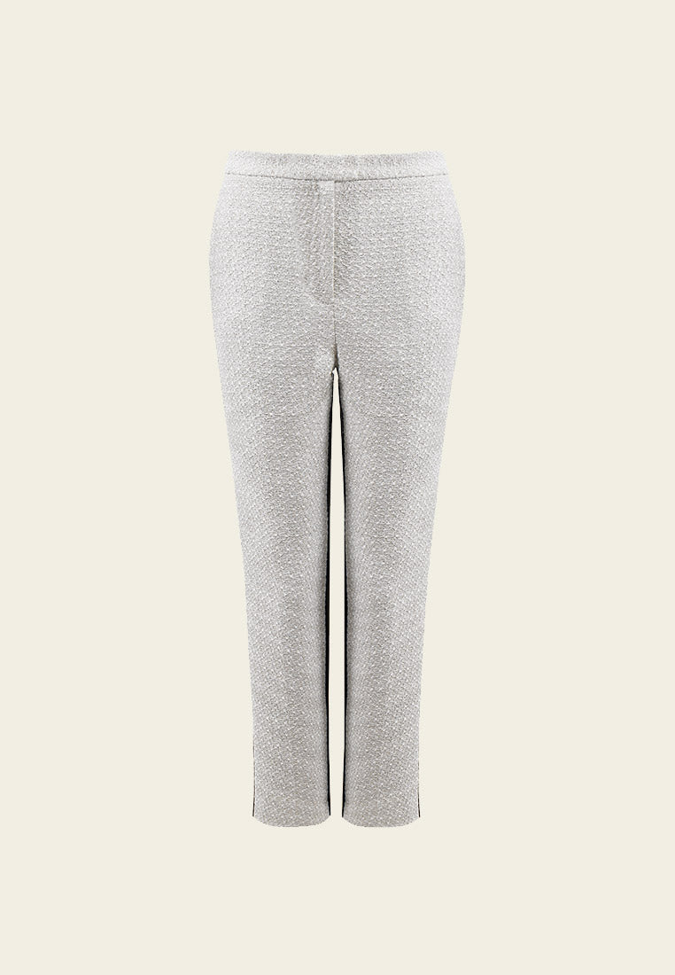 Patchwork Silver Tweed Trousers - MOISELLE