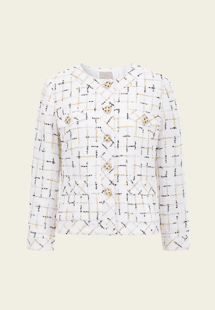 Prestige White Check Tweed Jacket MOISELLE