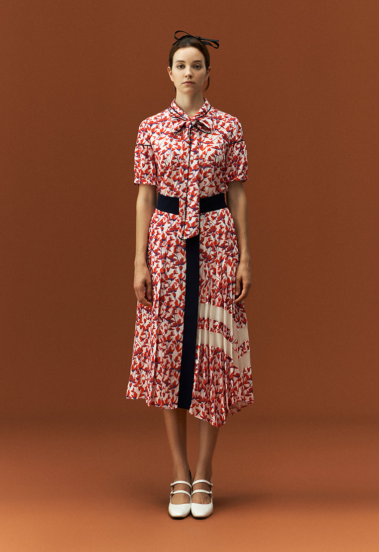 Floral Pattern Pleated Skirt - MOISELLE