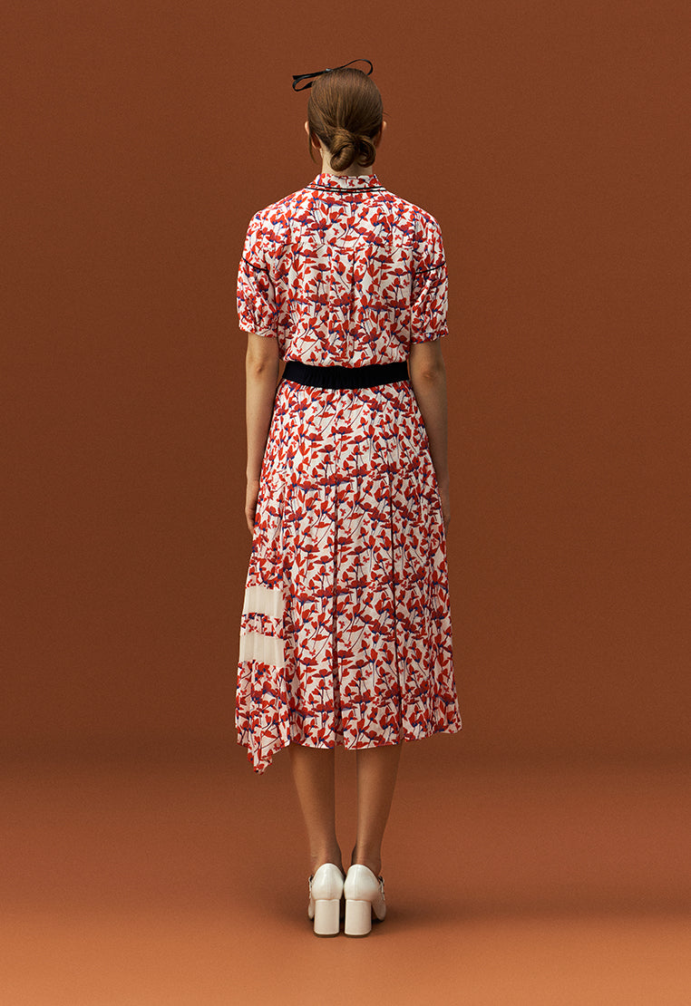 Floral Pattern Pleated Skirt - MOISELLE