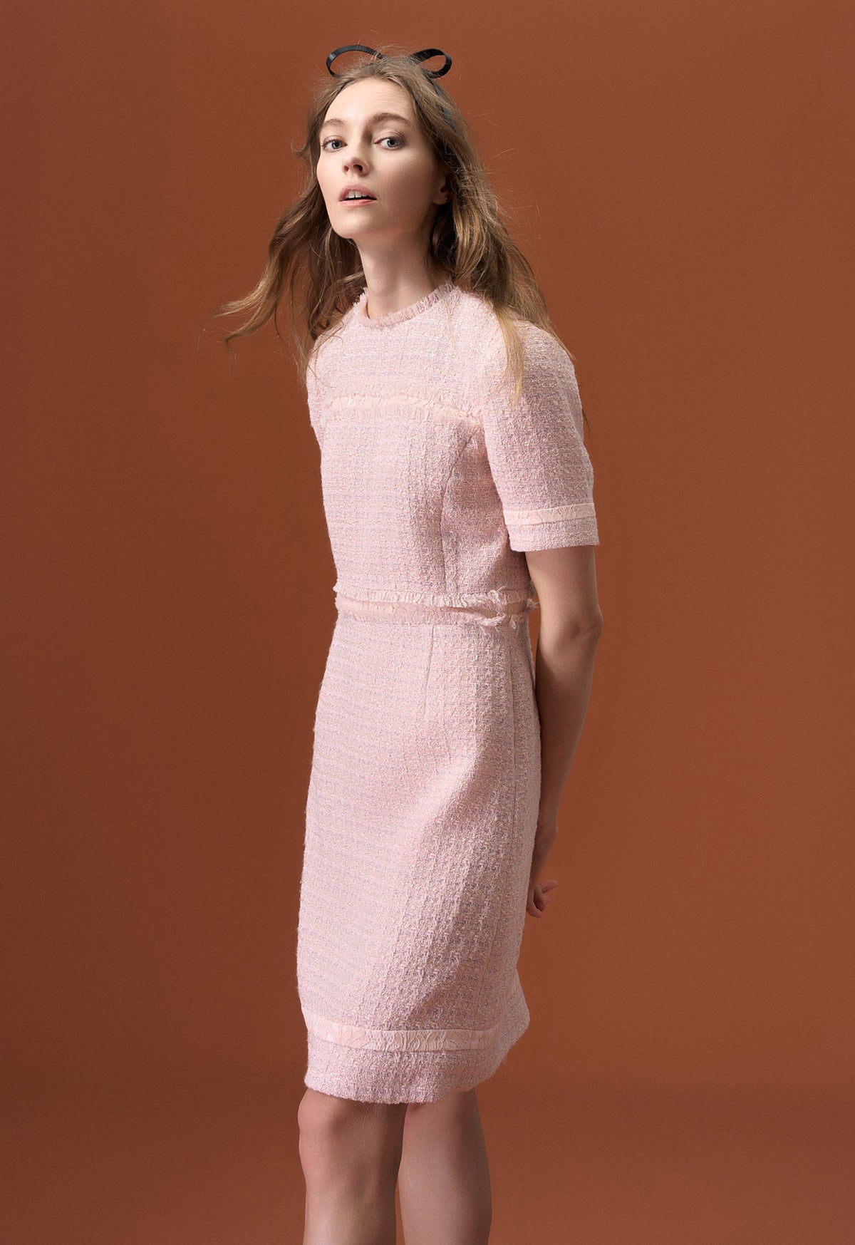 Light Pink Tweed Dress - MOISELLE