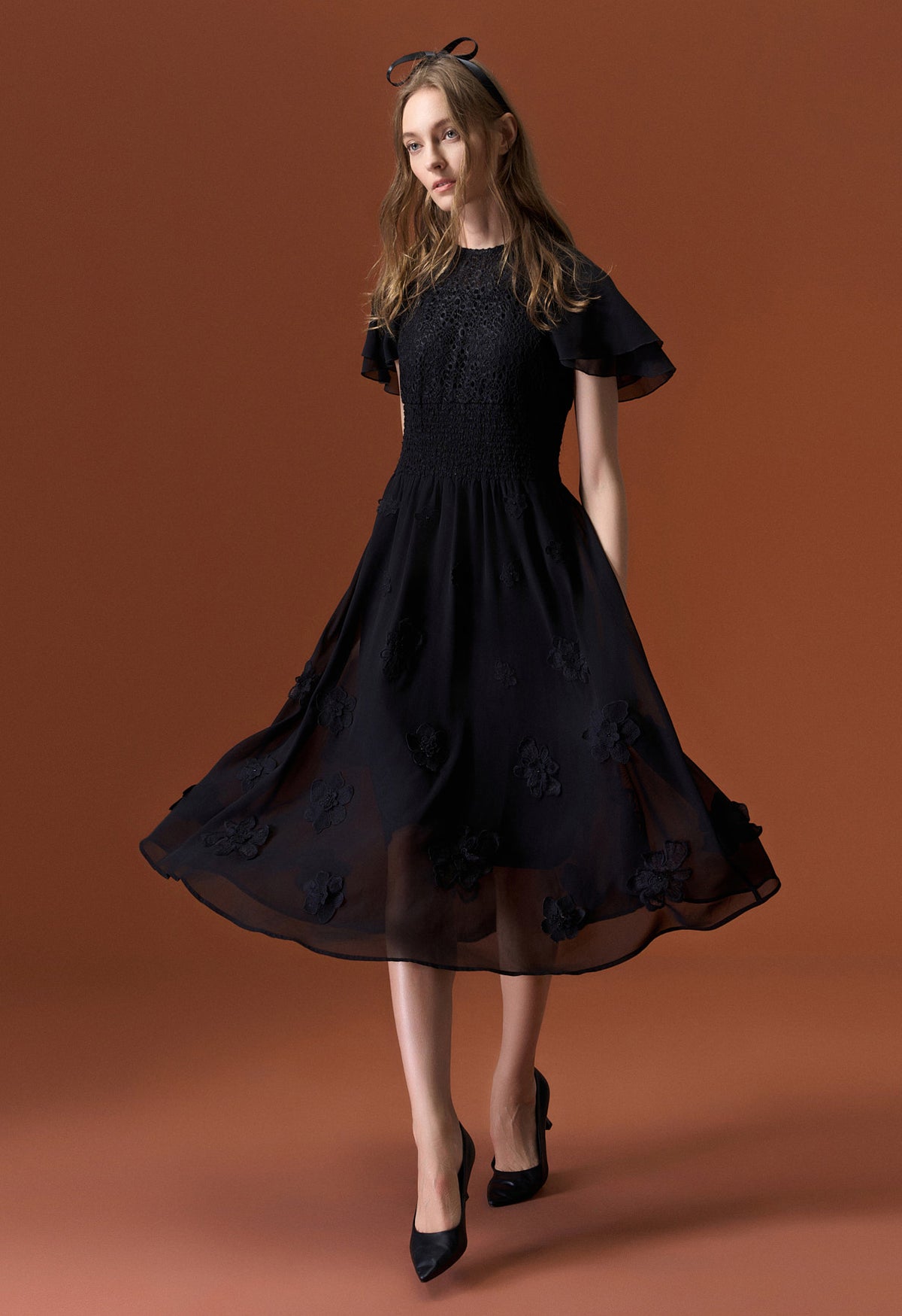 Jacquard Lace and Chiffon Patchwork Cocktail Dress – MOISELLE