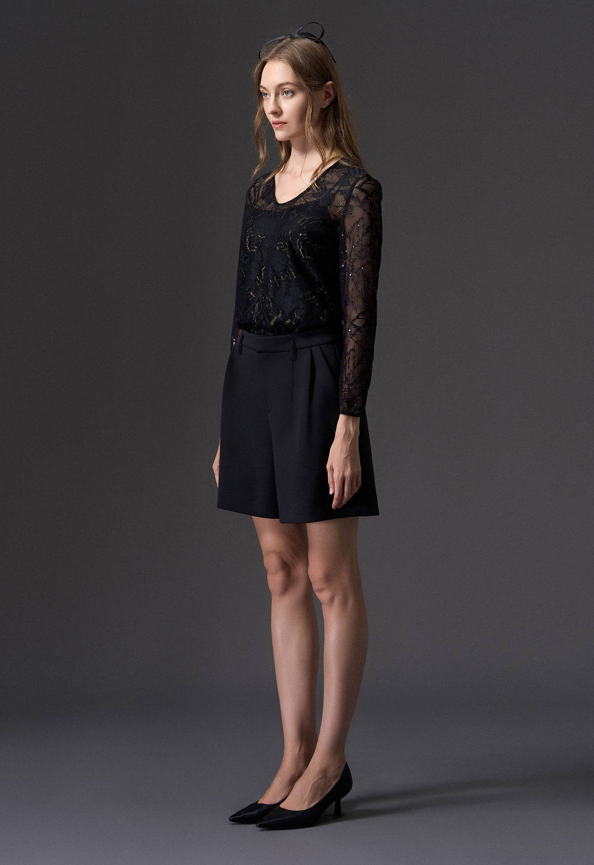 Black Jacquard Lace Top - MOISELLE