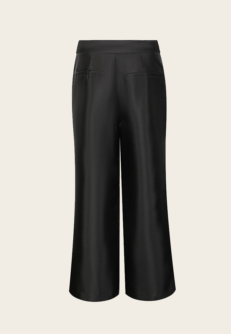 Black Ankle-length Wide Leg Pants - MOISELLE