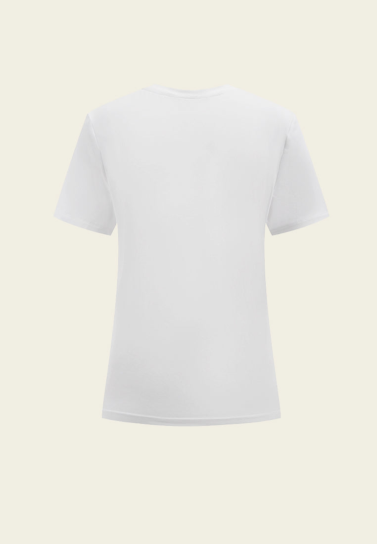 Embellished Shoulder White T-shirt - MOISELLE