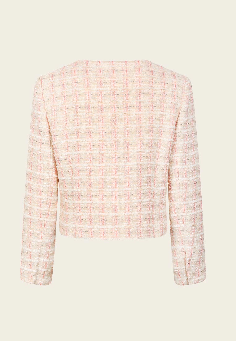 Beige Pink Tweed Jacket - MOISELLE