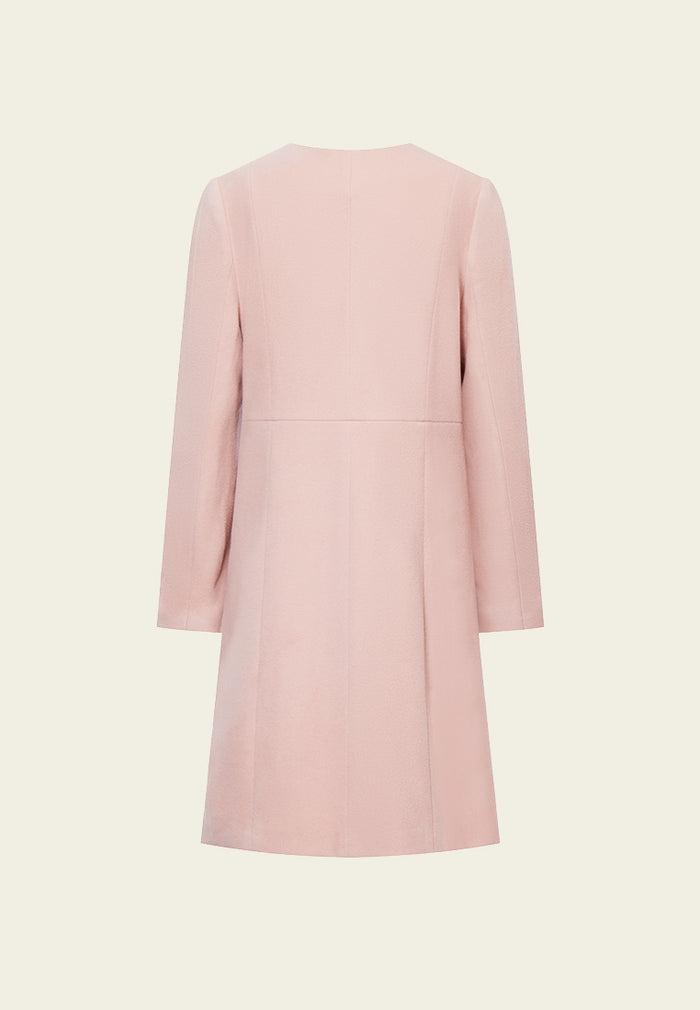 Pink Embellished Wool Medium Coat - MOISELLE