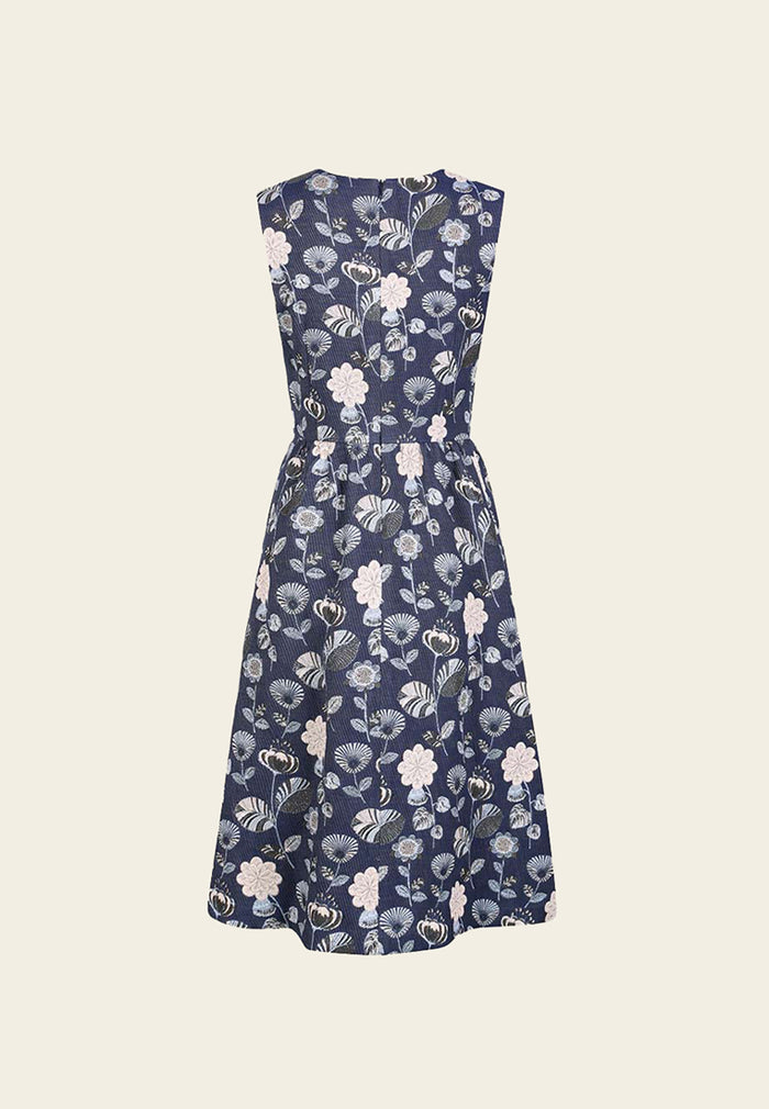 Diane Floral Embroidered Sleeveless Cocktail Dress - MOISELLE