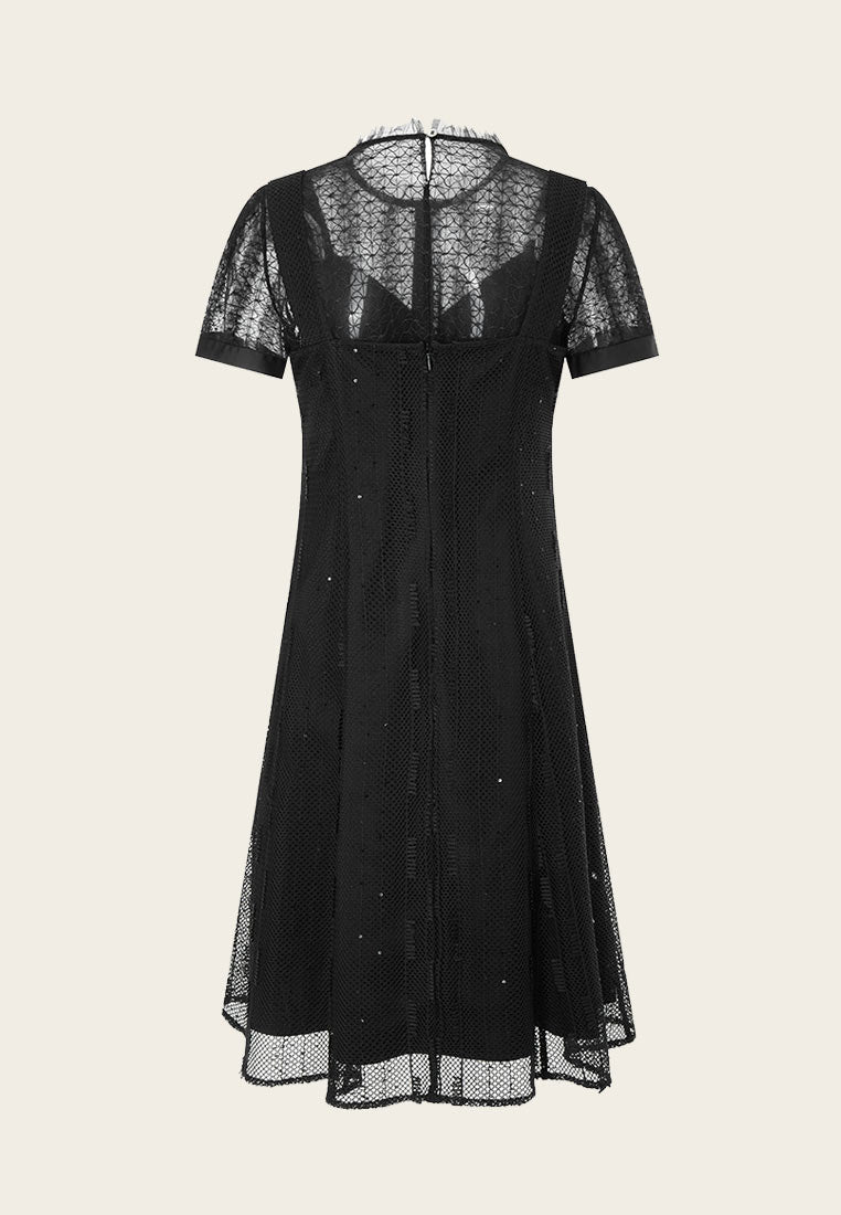 Black Lace Two-piece Cocktail Dress - MOISELLE