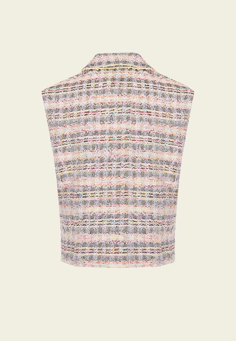 Mixed Tweed Lapel Vest - MOISELLE