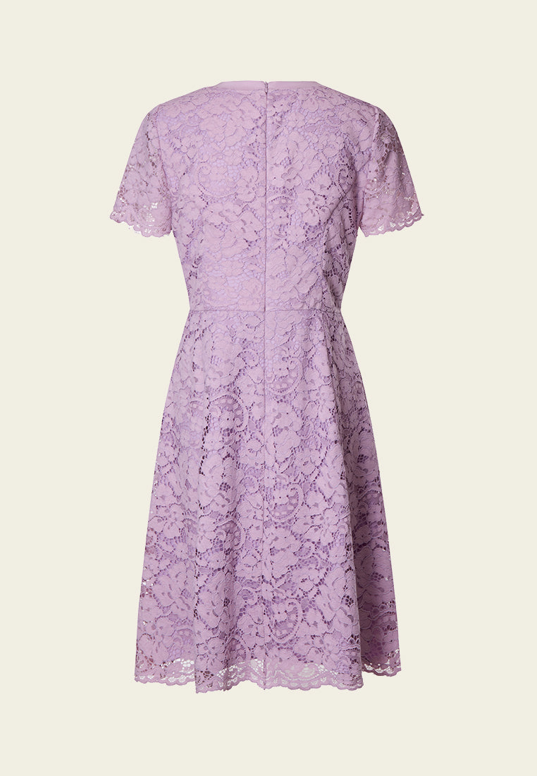 Lavender Lace Flared Cocktail Dress