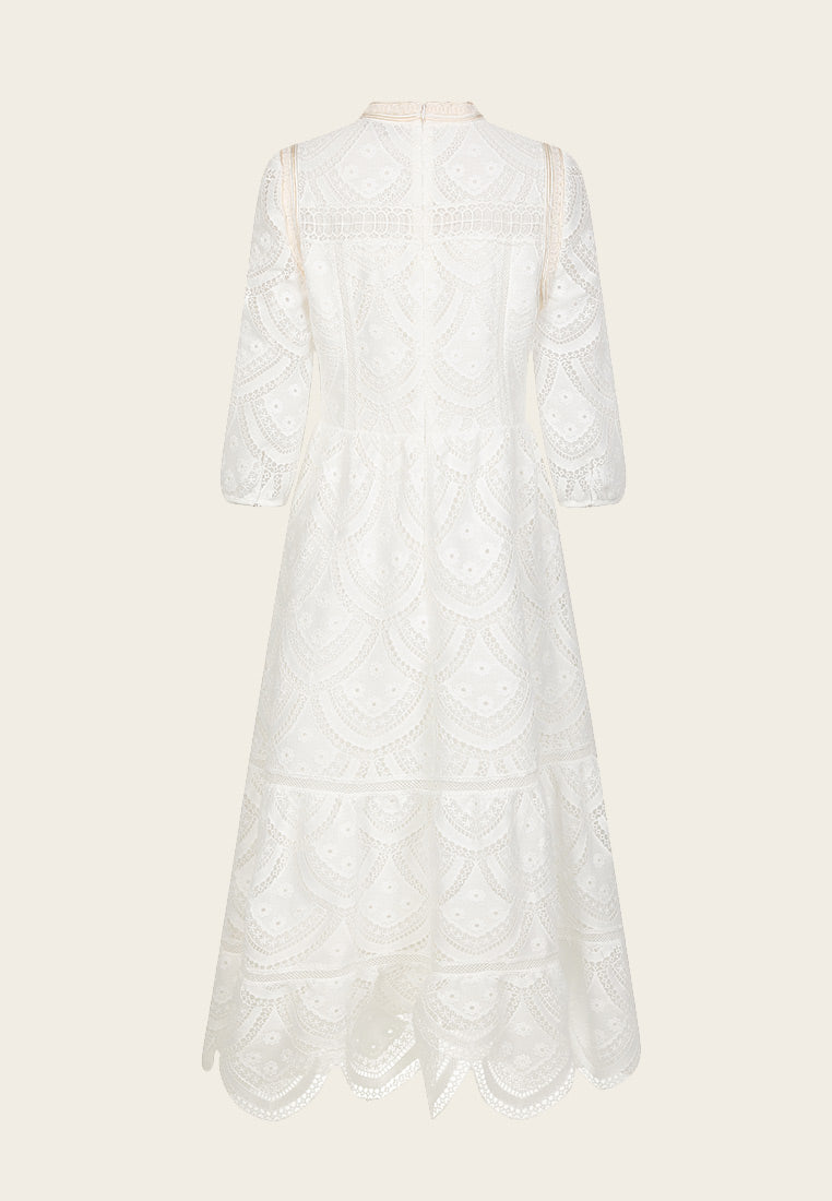 White Lace Maxi Dress - MOISELLE