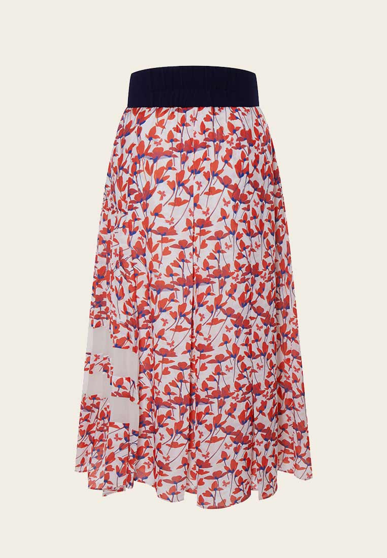 Floral Pattern Pleated Skirt - MOISELLE
