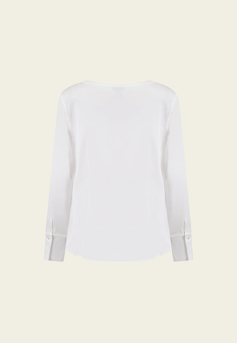 Minimalism White Mulberry Silk Top - MOISELLE