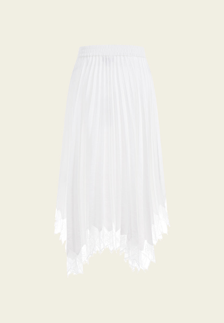 White Asymmetric Satin A Line Skirt