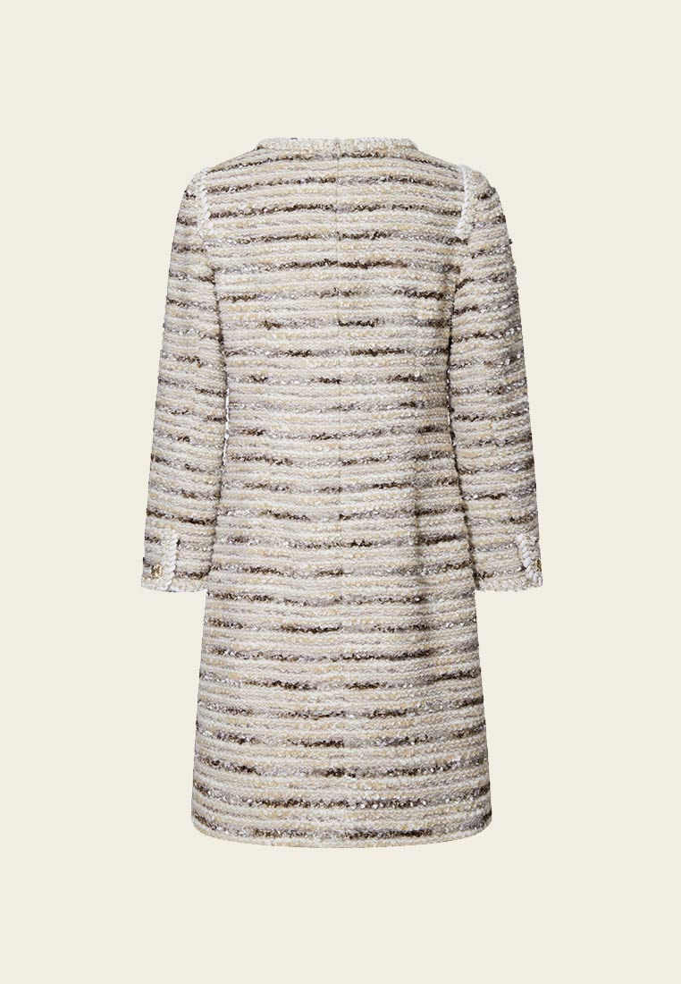Striped Pocketed Tweed Dress - MOISELLE