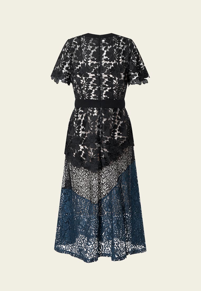Black Patchwork Lace Cocktail Dress MOISELLE Black Patchwork Lace Cocktail Dress MOISELLE