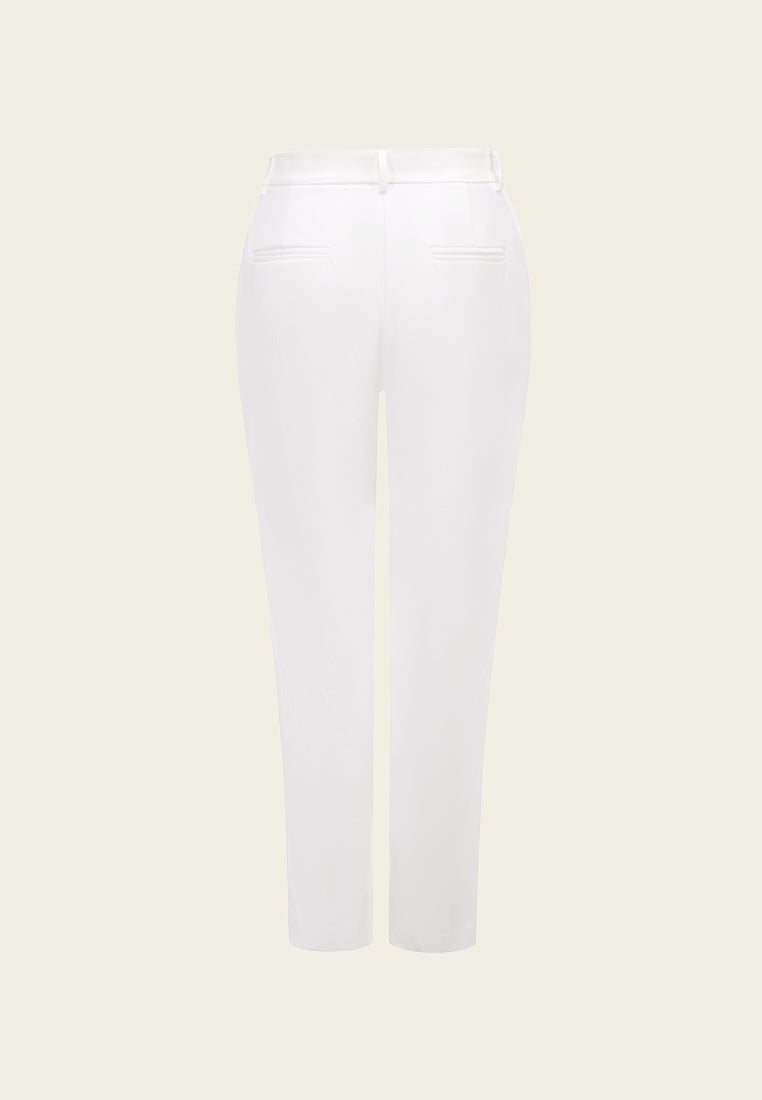 White Straight-leg Crepe Pants - MOISELLE