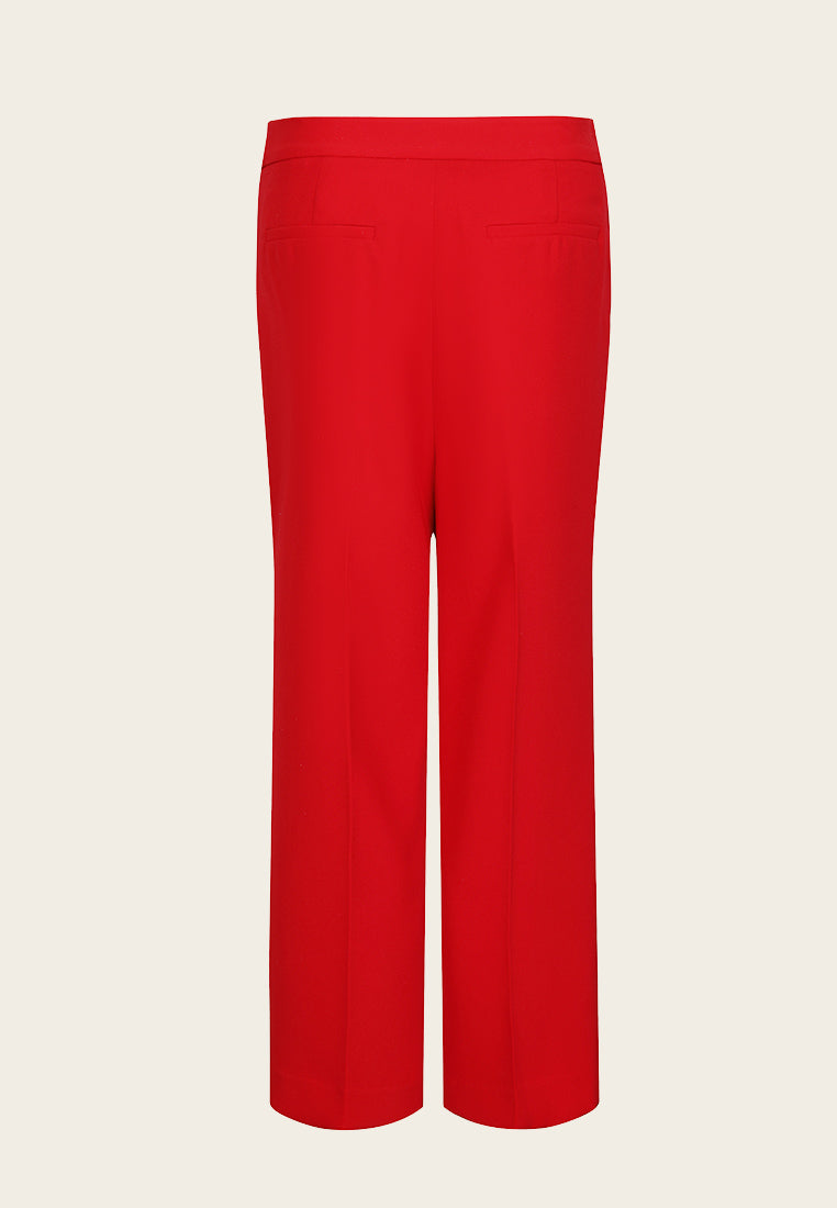 Annette Red Straight-leg Pants - MOISELLE