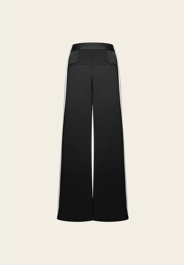 Black Golden-detailing Wide-Leg Trousers - MOISELLE