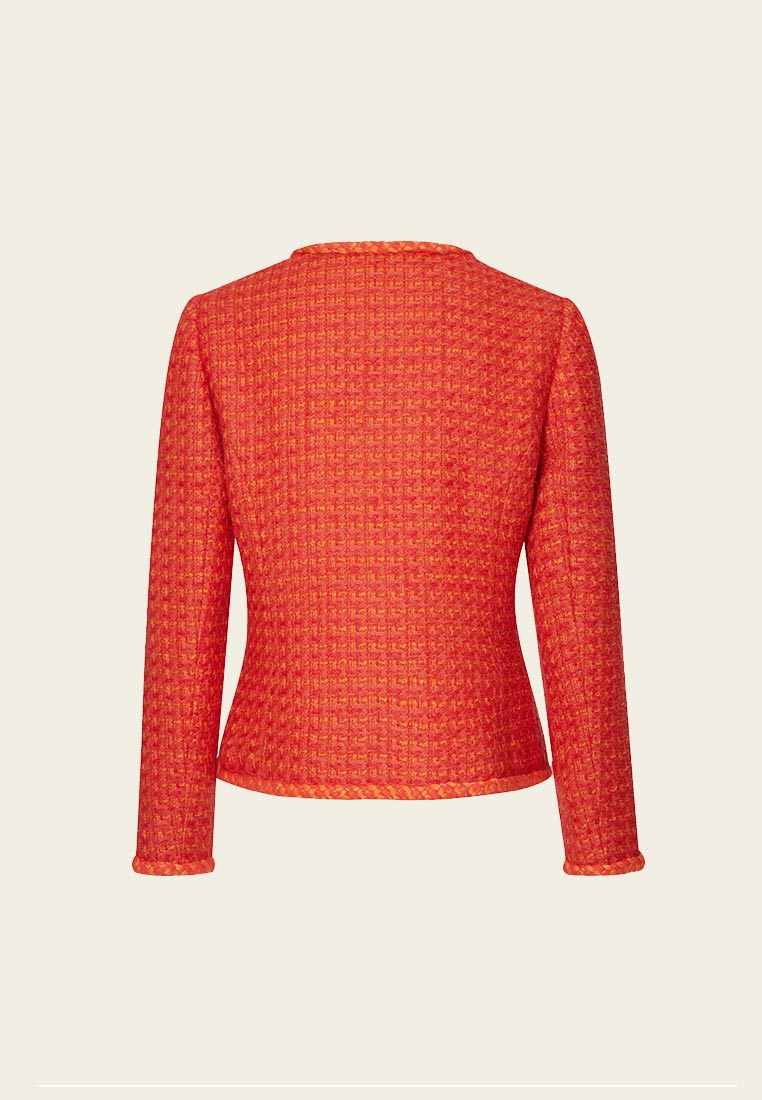 Orange Golden Button Embellished Tweed Jacket – MOISELLE
