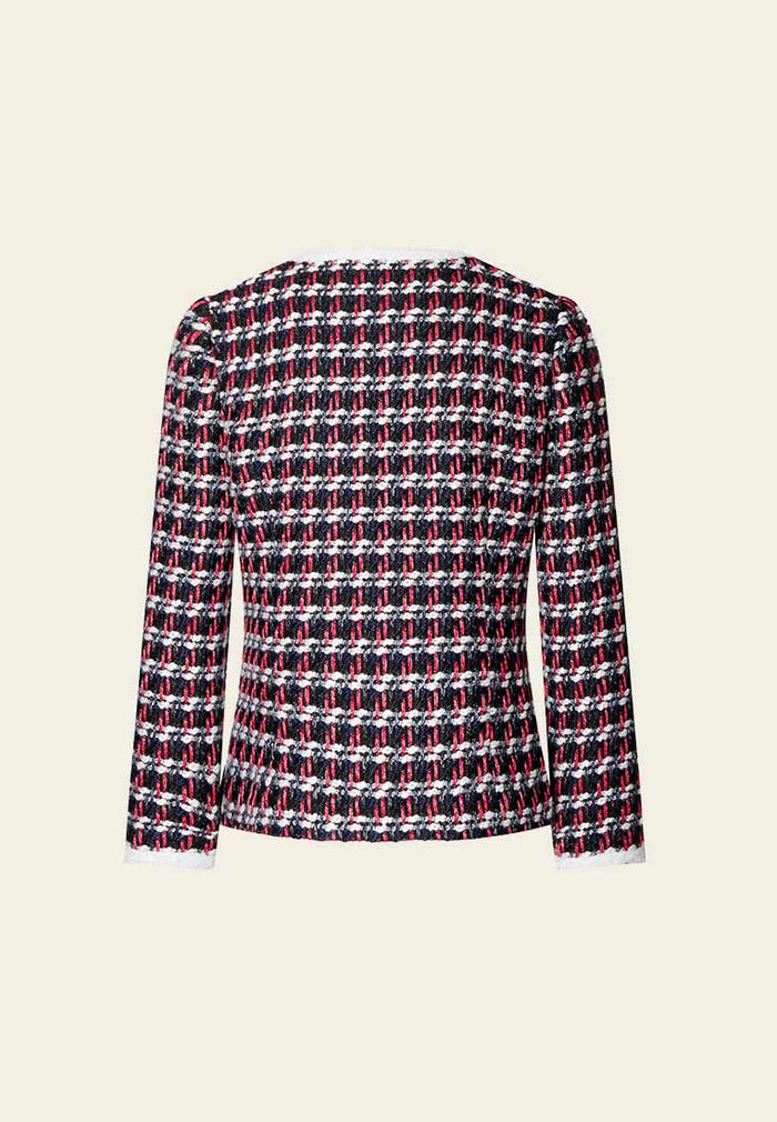 Calf Length Pattern Tweed Jacket - MOISELLE