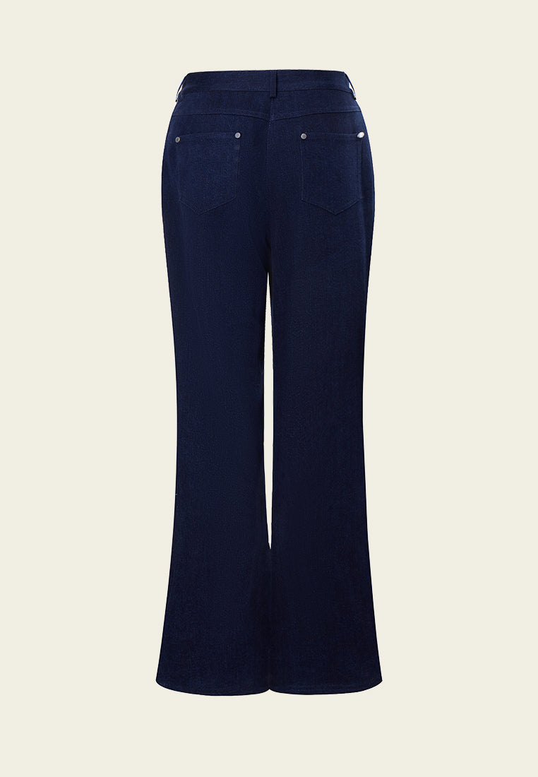 Dark Blue Embellished Flare Jeans - MOISELLE