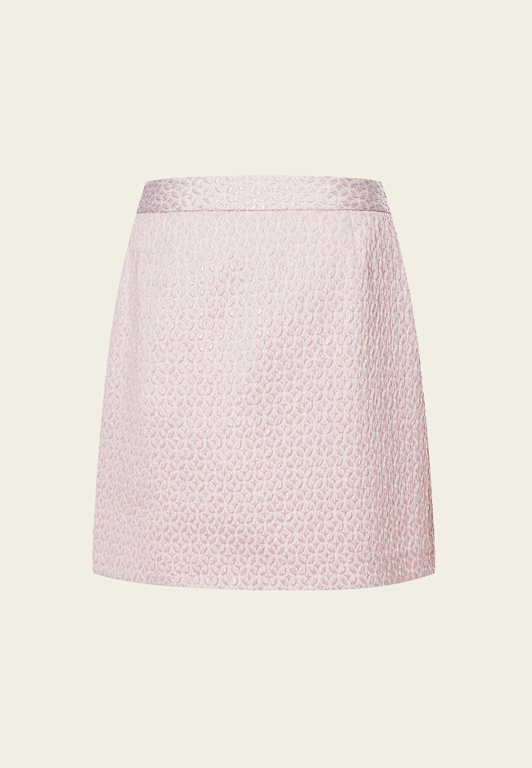 Pink Jacquard Mini Skirt - MOISELLE