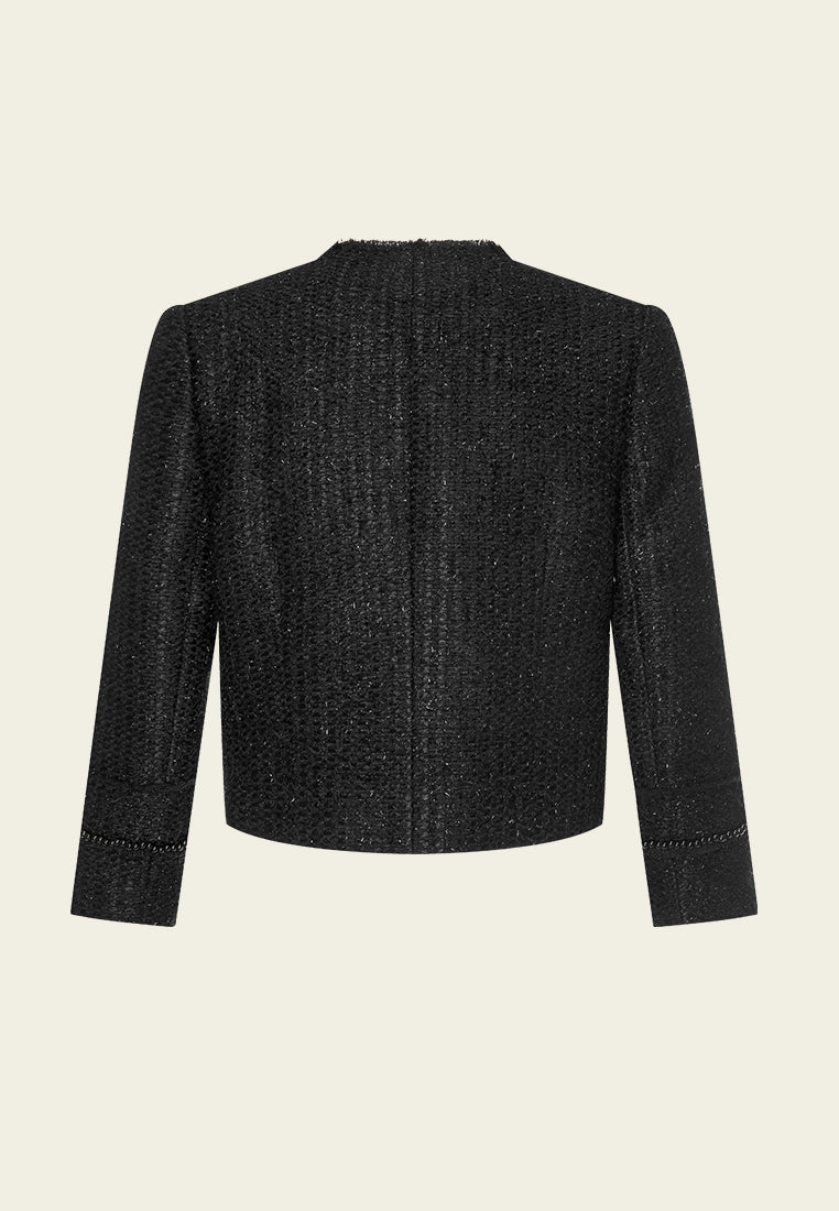 Black Lurex Tweed Jacket - MOISELLE