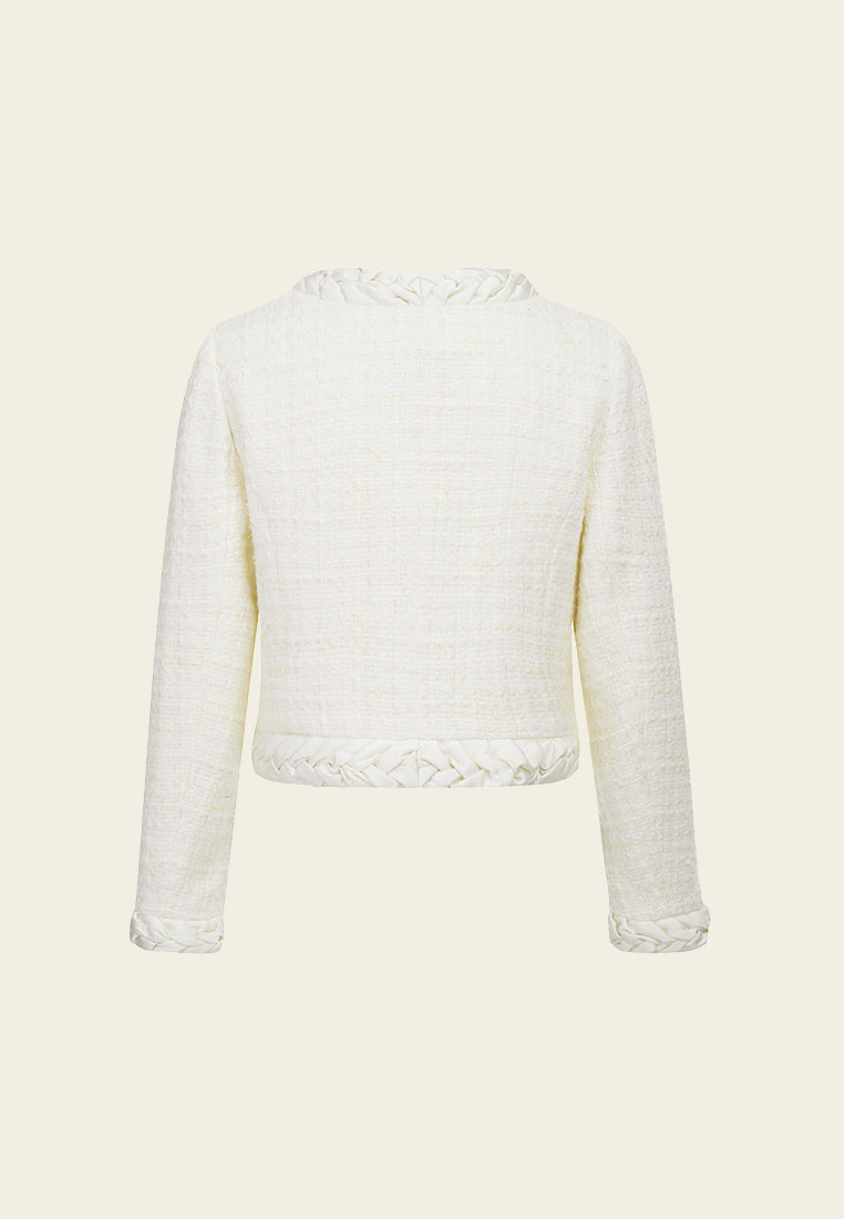 White Tweed Cropped Jacket - MOISELLE