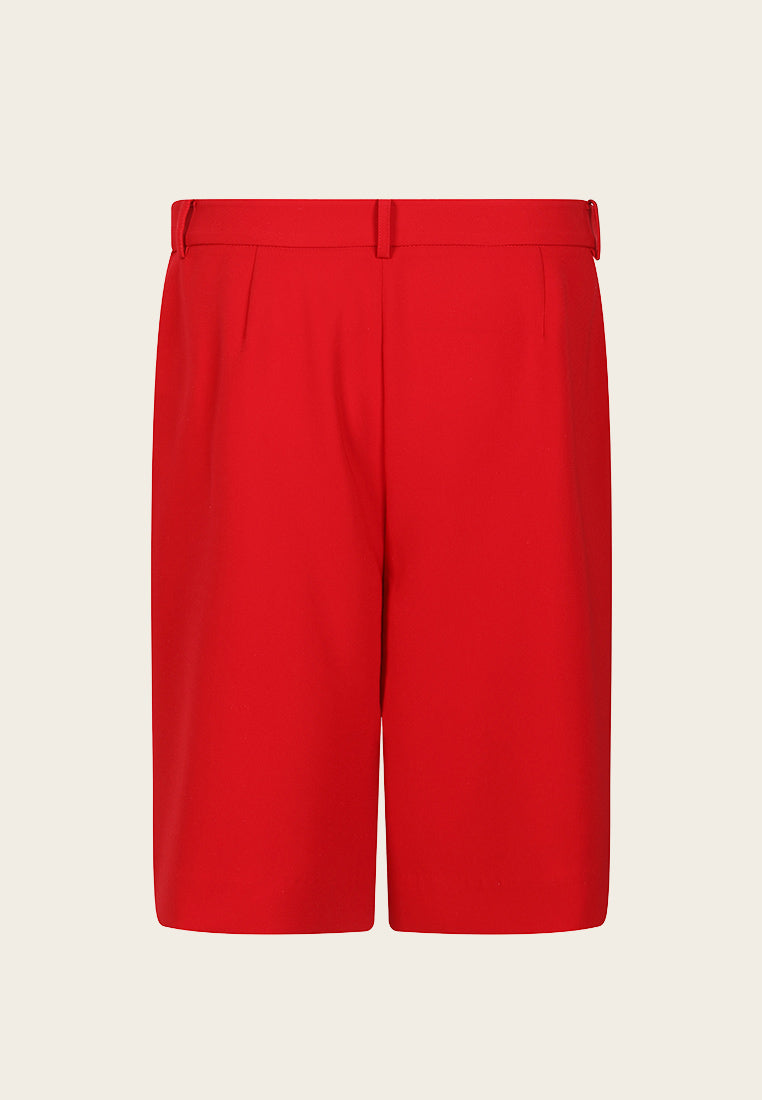 Joelle Light Red Tailored Knee-length Shorts - MOISELLE