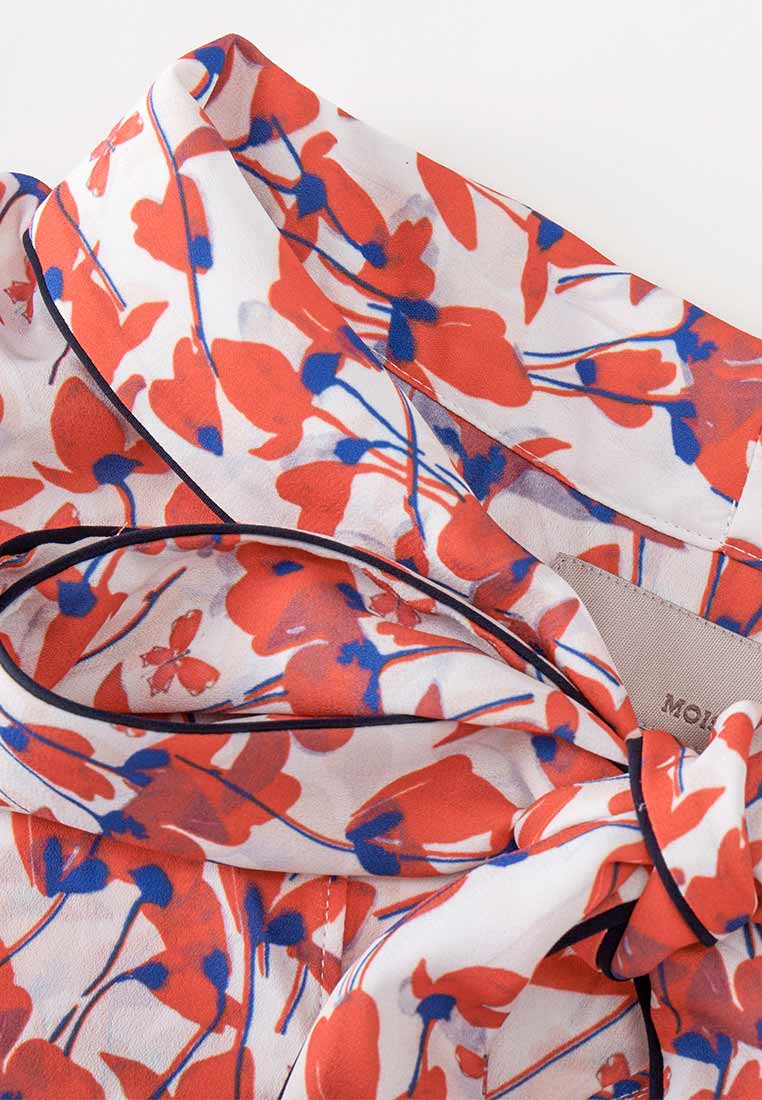 Pussy-bow Puff Sleeve Floral Pattern Mid-sleeve Blouse - MOISELLE