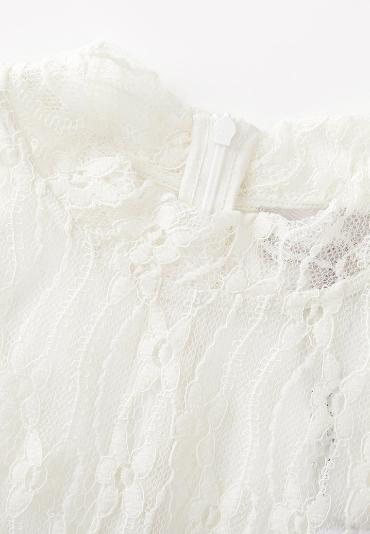 White Velvet Lace See-Through Top - MOISELLE