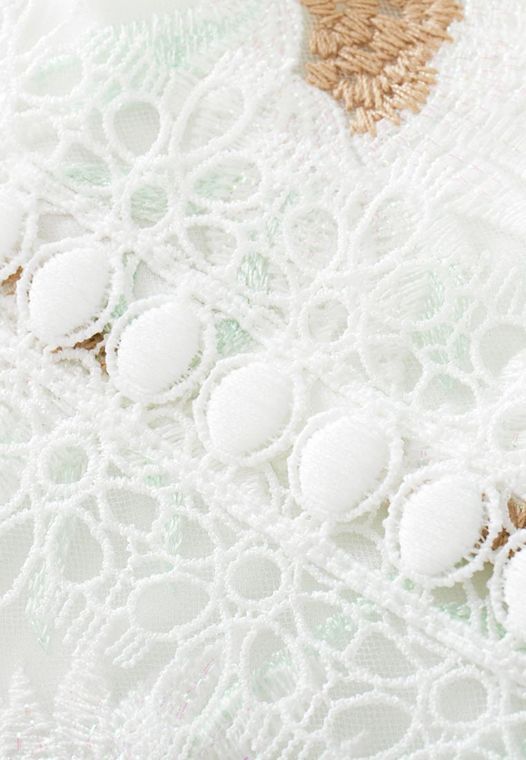 Chamomile Lace-detailing Short Sleeve Dress - MOISELLE