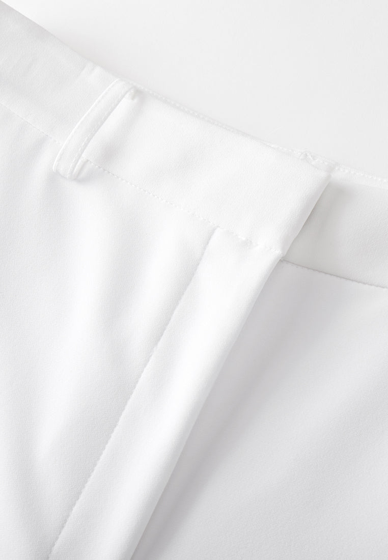 White Straight-leg Crepe Pants - MOISELLE