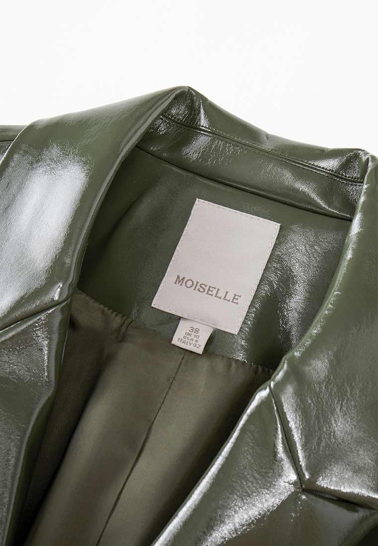 Patent Vegan Leather Lapel Coat - MOISELLE