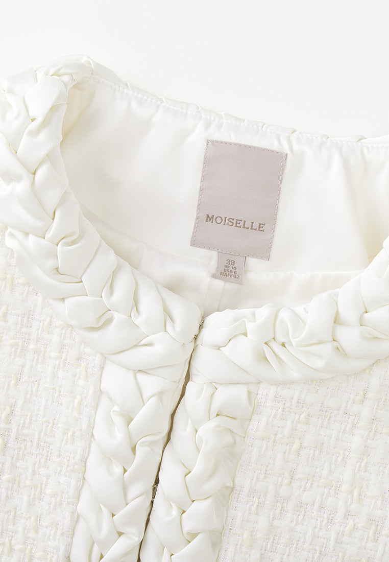 White Tweed Cropped Jacket - MOISELLE