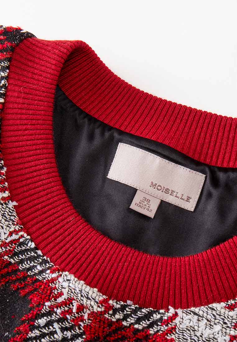 Red Plaid Tweed Sweater - MOISELLE